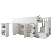 PATROVÁ postel 90/200 cm bílá z MDF s psacím stolem a úložným prostorem - bílá, kompozitní dřevo (90/200cm) - OKWISH