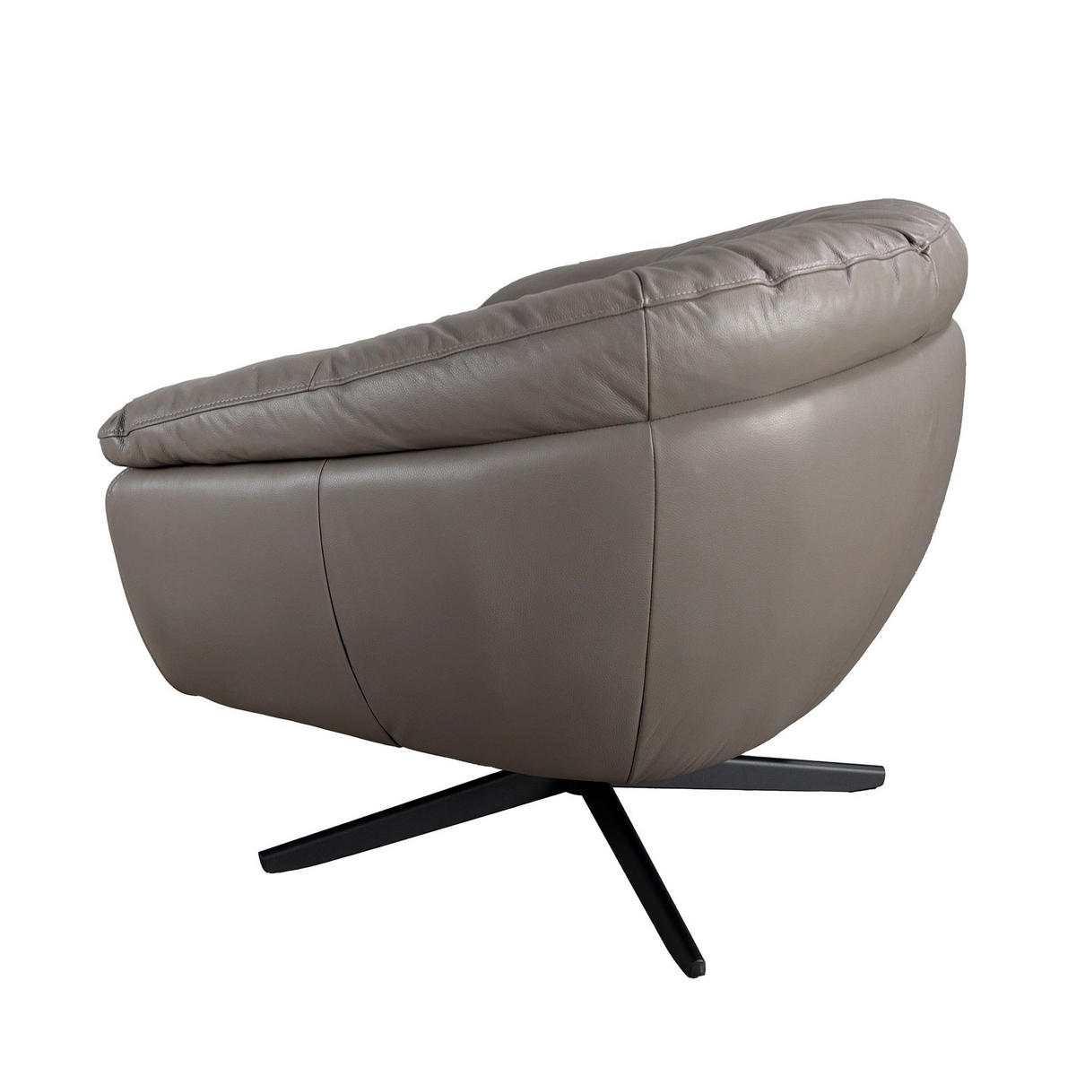 DREHSESSEL Grau Schwarz 87/85/74 cm - Grau, Leder/Metall (87/74/85cm) - ANGEL CERDA