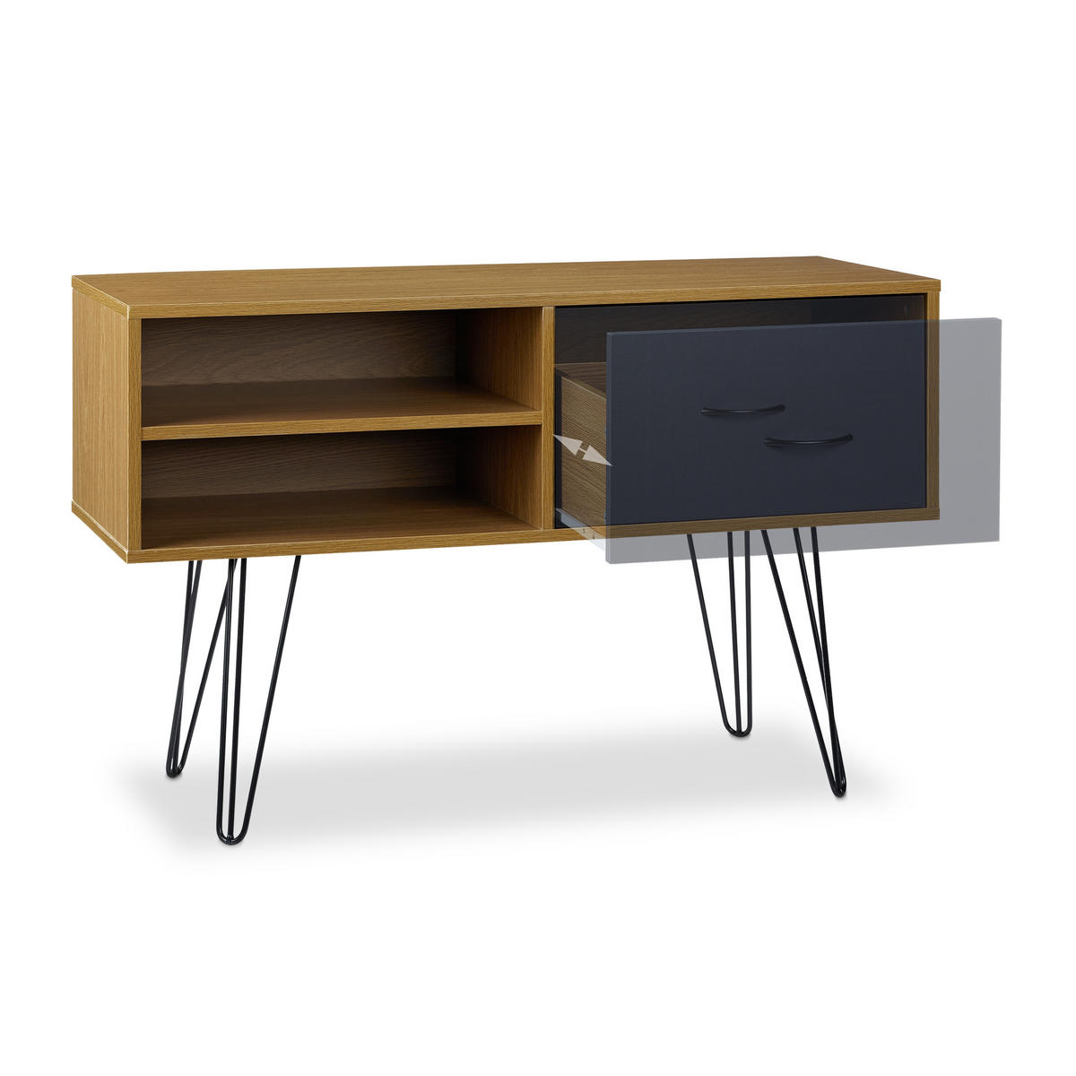 SIDEBOARD - Hellbraun, Holzwerkstoff/Metall (100/62/38cm) - Relaxdays