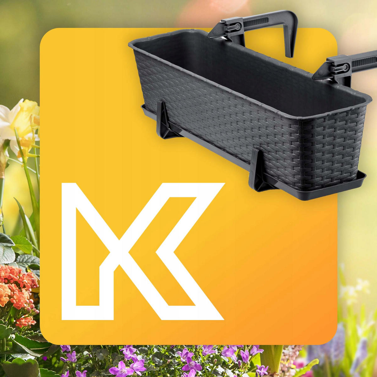 BALKONKASTEN mit Griffen, Anthrazit, 60 cm, 4 Stk. - Anthrazit, Kunststoff (17/60cm) - KADAX
