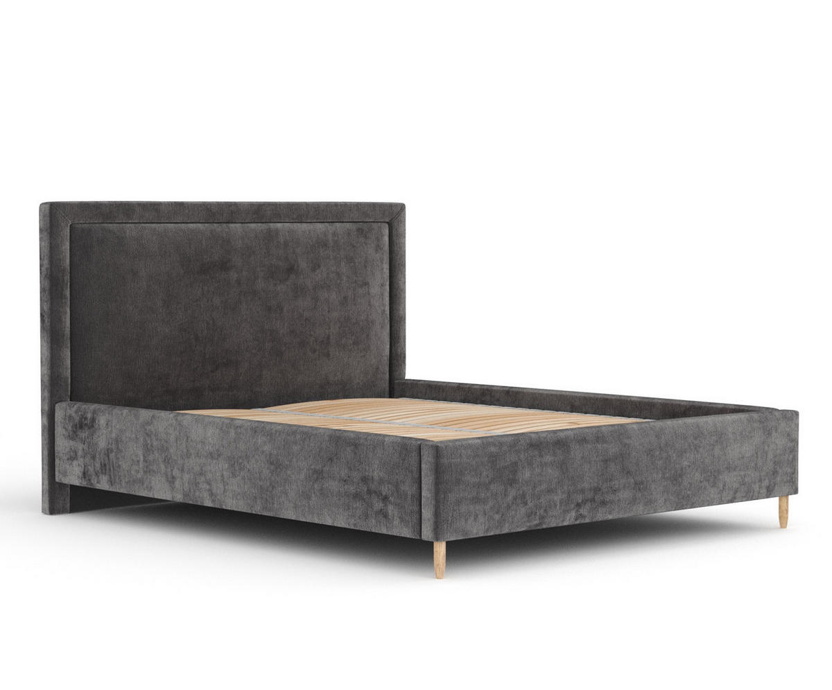 POLSTERBETT Ordina Dunkelgrau 140/200 cm im Chenille-Stoff - Dunkelgrau/Naturfarben, Holz/Holzwerkstoff (140/200cm) - Maison de Reve