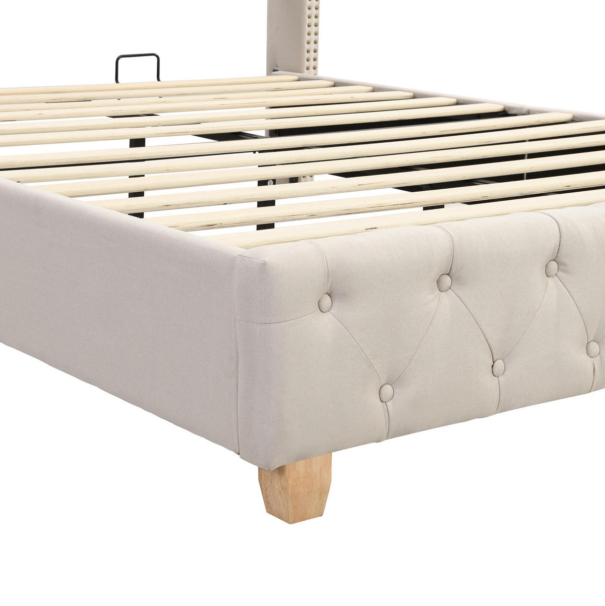 POLSTERBETT aus Leinen 160x200 cm in Beige mit Lattenrost - Beige, Textil (160/200cm) - Modfu