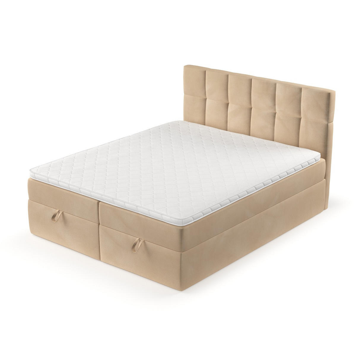 BOXBETT Savio 200/200 cm Beige im Kronos Stoff - Beige/Schwarz, Holz/Holzwerkstoff (200/200cm) - AltaBeds
