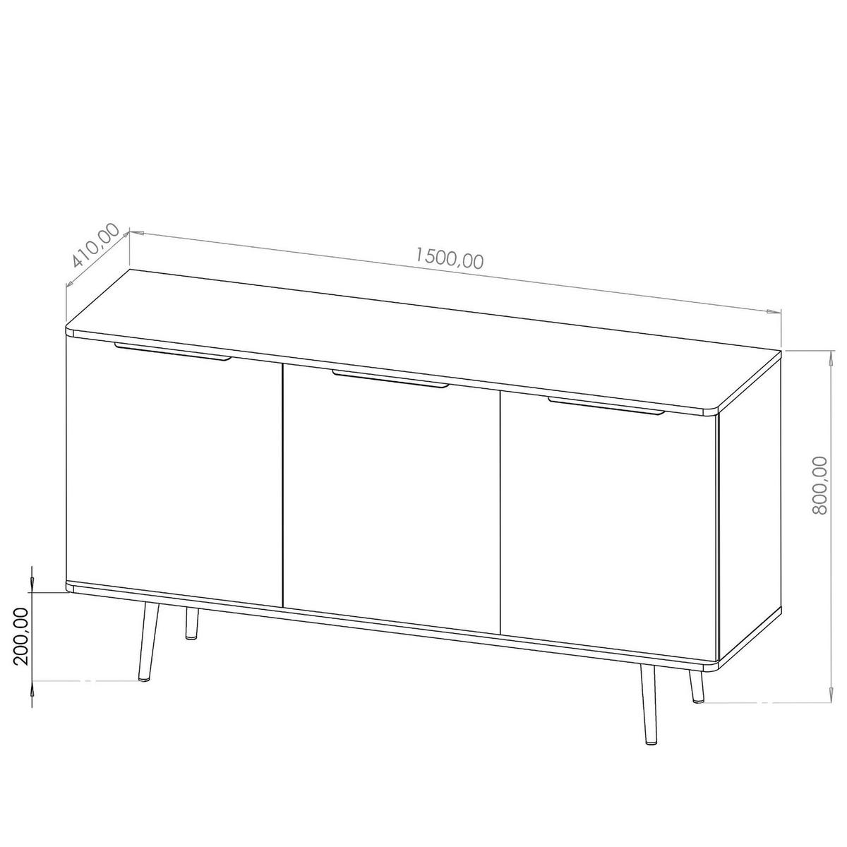 KOMMODE LANDI,Schwarz/Braun - Schwarz/Braun, Holzwerkstoff (150/80/41cm) - KONSIMO®