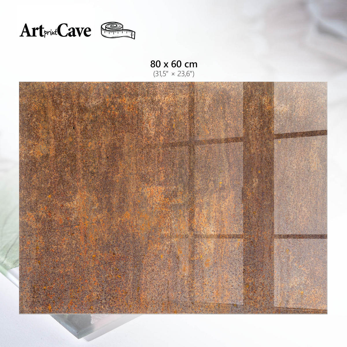 GLASPLATTE 80x60 cm – Rostige Struktur - Beige, Glas (0.4/80/60cm) - ArtPrintCave