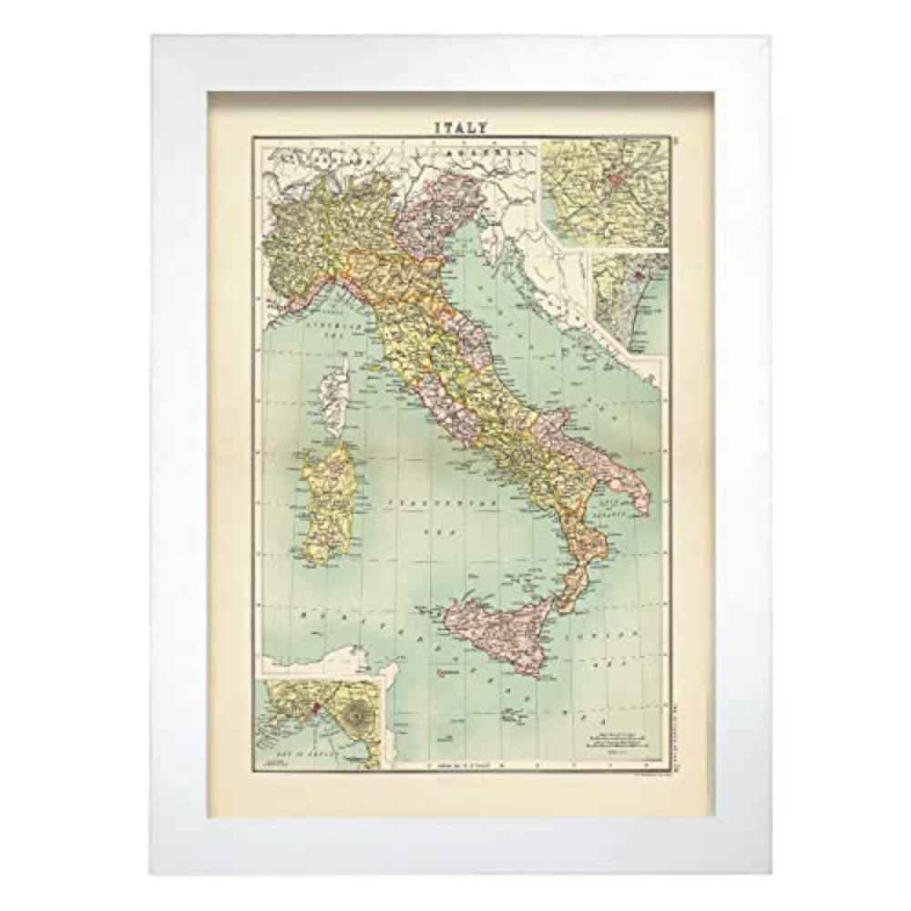 POSTER Vintage Karten – Italien A4 Weißer Rahmen - Weiß, Papier (29.7/5/21cm) - Nacnic