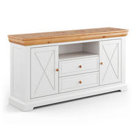 KOMMODE Marone Elite Weiß / Kiefer Natur 166 / 41 / 85cm - Weiß/Kieferfarben, Holz (166/85/41cm) - Feldmann-Wohnen