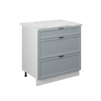 KÜCHENUNTERSCHRANK Fame-Line Hellblau-grau 80 cm mit 3 Schubladen AP Marmor - Blaugrau/Weiß, Holzwerkstoff (80/82/60cm) - Vicco