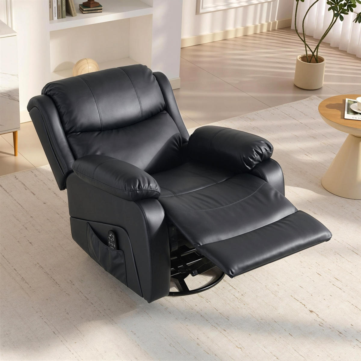 MASSAGESESSEL DE-06425 Wärme- & Liegefunktion, 145° neigbar Schwarz - Schwarz, Metall (85/100/97cm) - ComfortXL