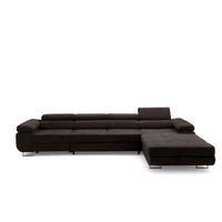 ECKSOFA ALONZO MAXI Rechts mit Schlaffunktion 125x195 Chenille Dunkelbraun - Chromfarben/Dunkelbraun, Holz/Textil (203/350cm) - Muffo