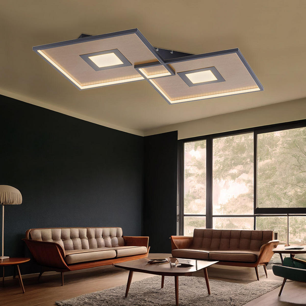 LED DECKENLEUCHTE Metall Schwarz Matt - Schwarz, Metall (96/56.6/6cm)