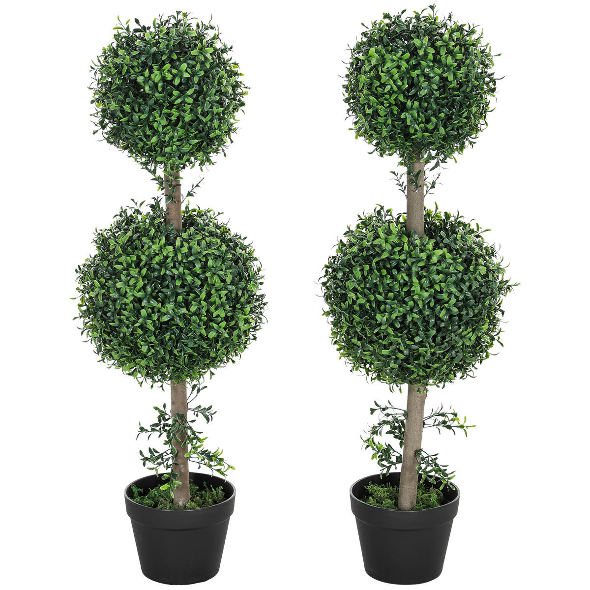 KUNSTPFLANZE DE-08582 2er-Set kugelförmig, UV-geschützt Grün - Grün, Kunststoff (91.6cm) - ComfortXL