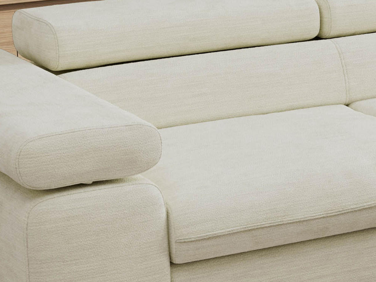 ECKSOFA PABLO L Creme Schenille glatt - Rechts Seite - Creme/Schwarz, Textil/Metall (273/208cm) - MKS