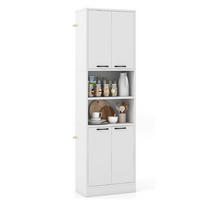 VORRATSSCHRANK mit Türen weiß - Weiß, Holzwerkstoff (56/190/30cm) - COSTWAY