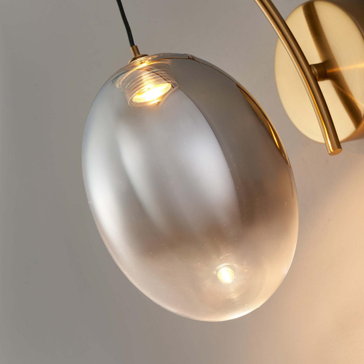 WANDLEUCHTE Nuvéo, Rauchgrau und Gold, 28cm - Goldfarben, Glas (12/28/22cm) - KOSILUM