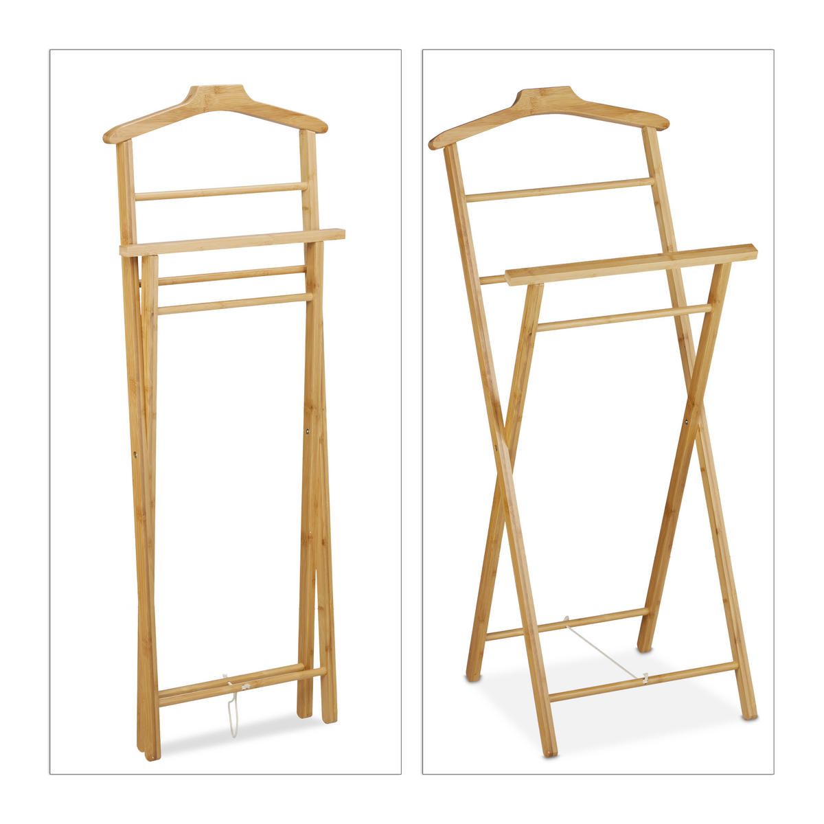 STUMMER Diener - Hellbraun, Holz (47/110/38cm) - Relaxdays