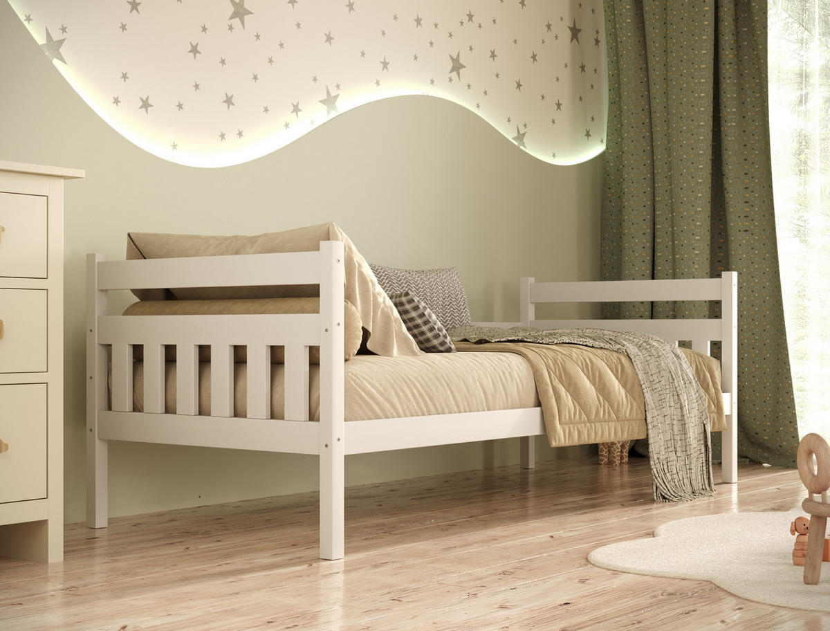 KINDERBETT Dawid mit Matratze 90/200 Weiß 90/200 - Weiß, Holz (90/200cm) - RAUMHIRSCH FURNITURE