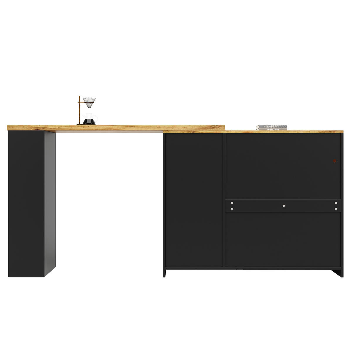 BARTISCH 198/39,6/97 cm schwarz in Holzmaserung mit 360° drehbar und LED-Beleuchtung - Schwarz, Holzwerkstoff (108/39.6/97cm) - OKWISH