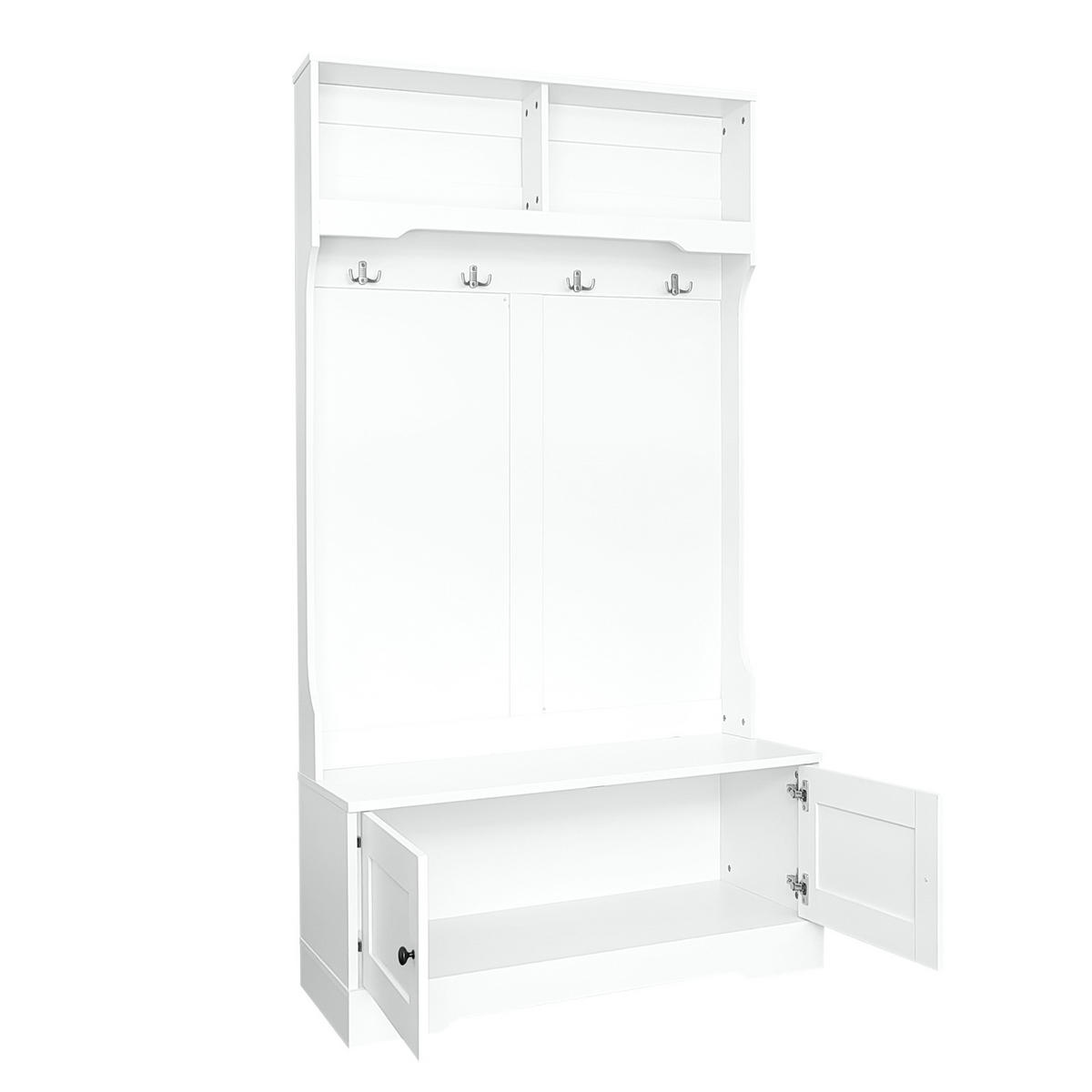 GARDEROBENSCHRANK 101,5/183 cm aus Spanplatte mit Sitzbank und Sanftschluss Weiß - Weiß, Holzwerkstoff (101/183/47cm) - Modenvie
