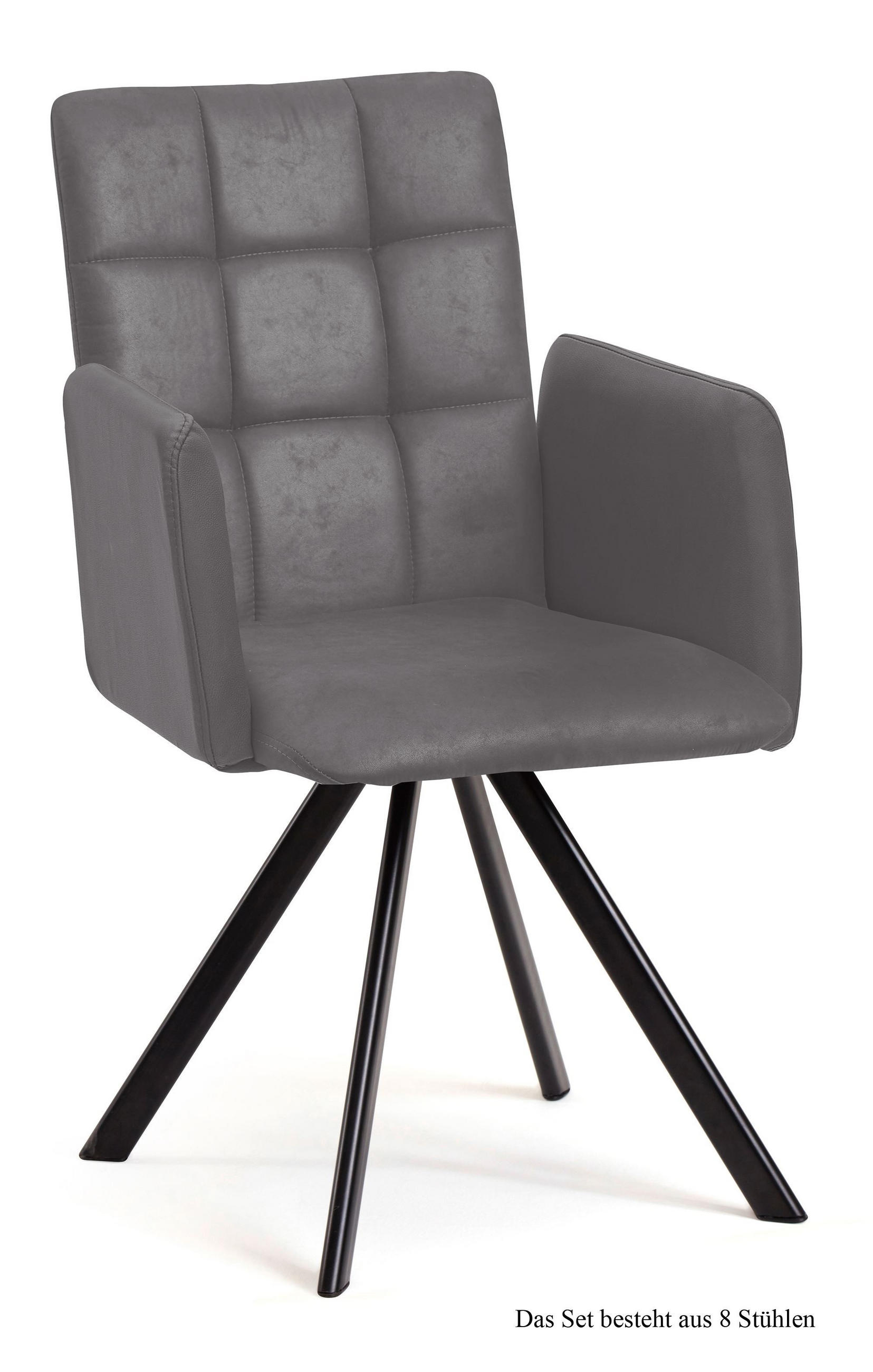 ARMLEHNSTUHL drehbar (8er-Set) Despo 52x91x60 Schwarz/Grau - Schwarz/Grau, Kunststoff (60/91/52cm) - 58aufmkessel