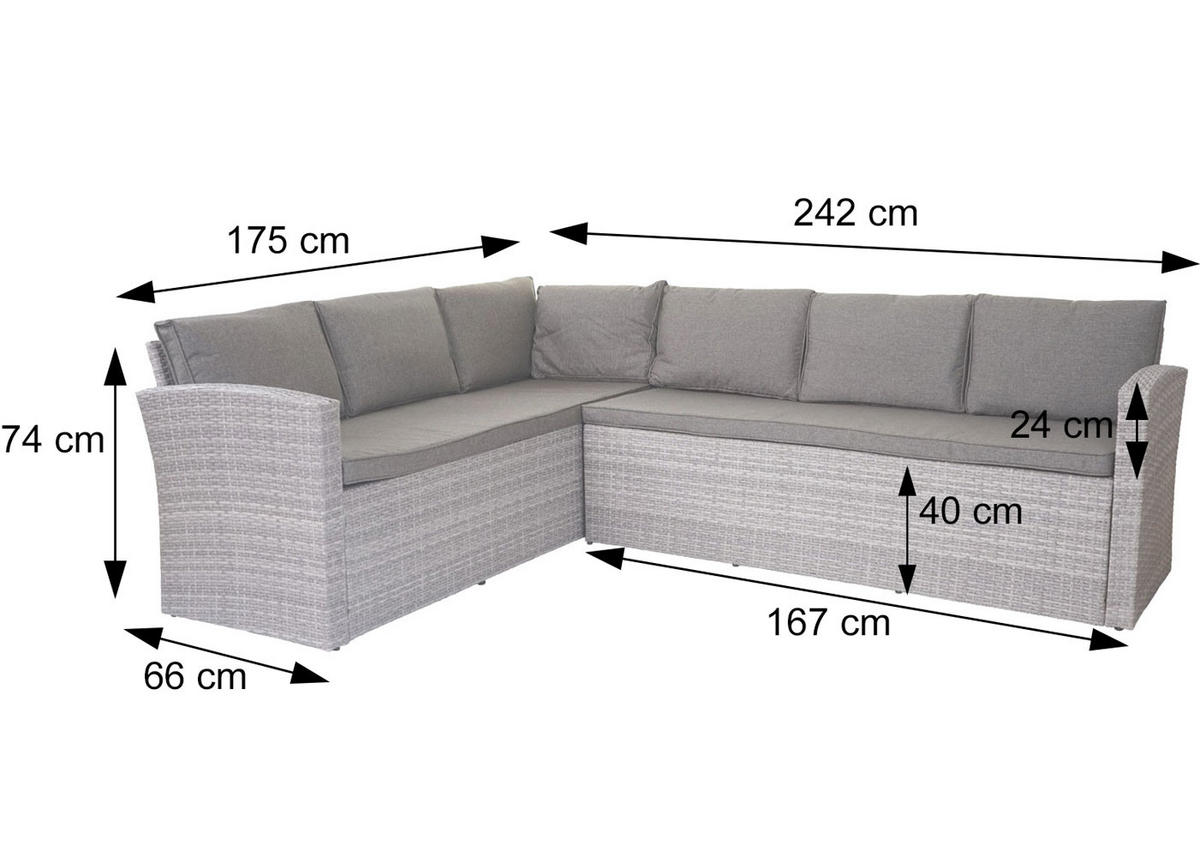 POLY-RATTAN SOFA-GARNITUR Grau - Grau, Kunststoff - MCW