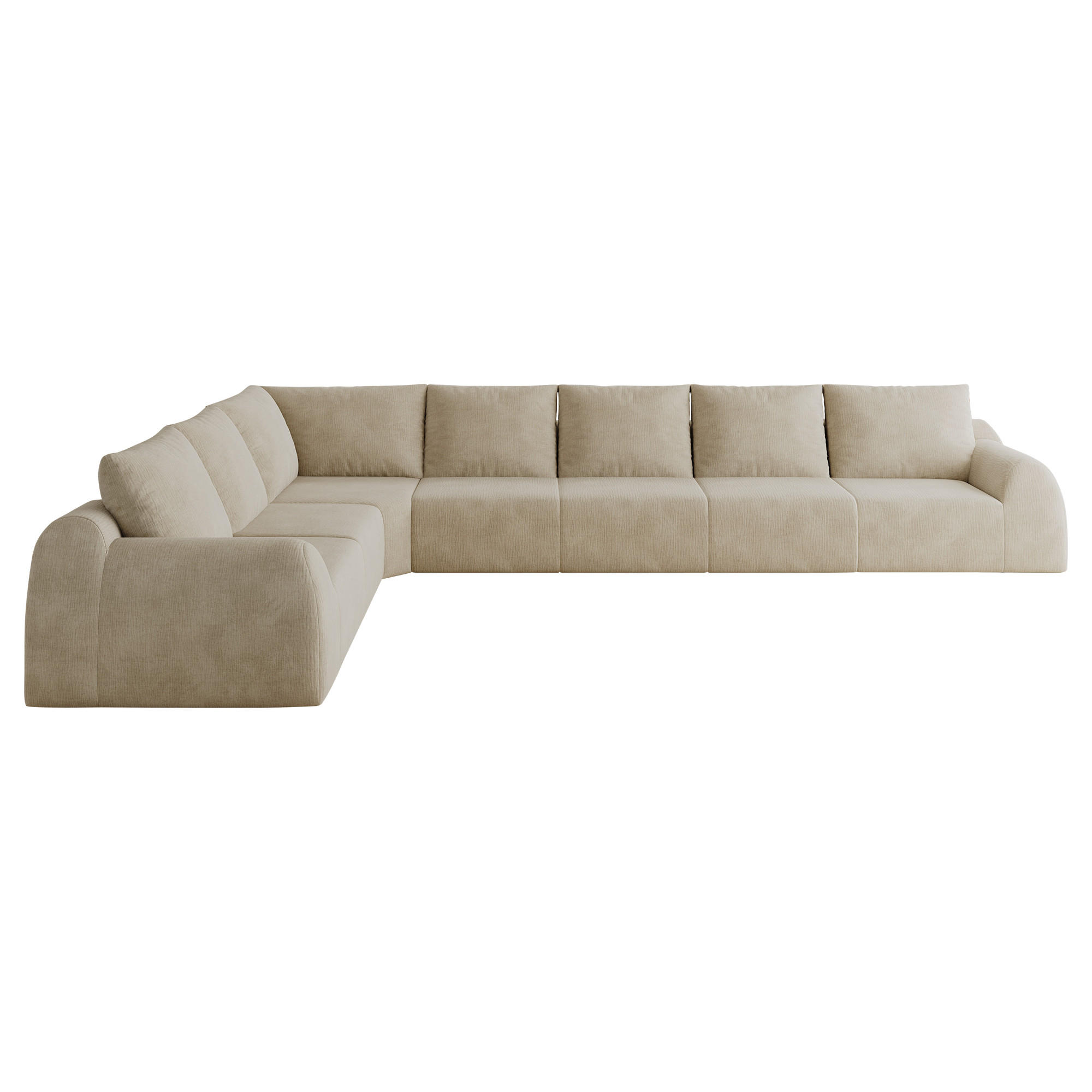 ECKSOFA 401/267/85 cm Khaki Chenille, 7-Sitzer - Sandfarben/Graubraun, Textil (401/267cm) - Oxeza