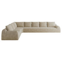 ECKSOFA 401/267/85 cm Khaki Chenille, 7-Sitzer - Sandfarben/Graubraun, Textil (401/267cm) - Oxeza