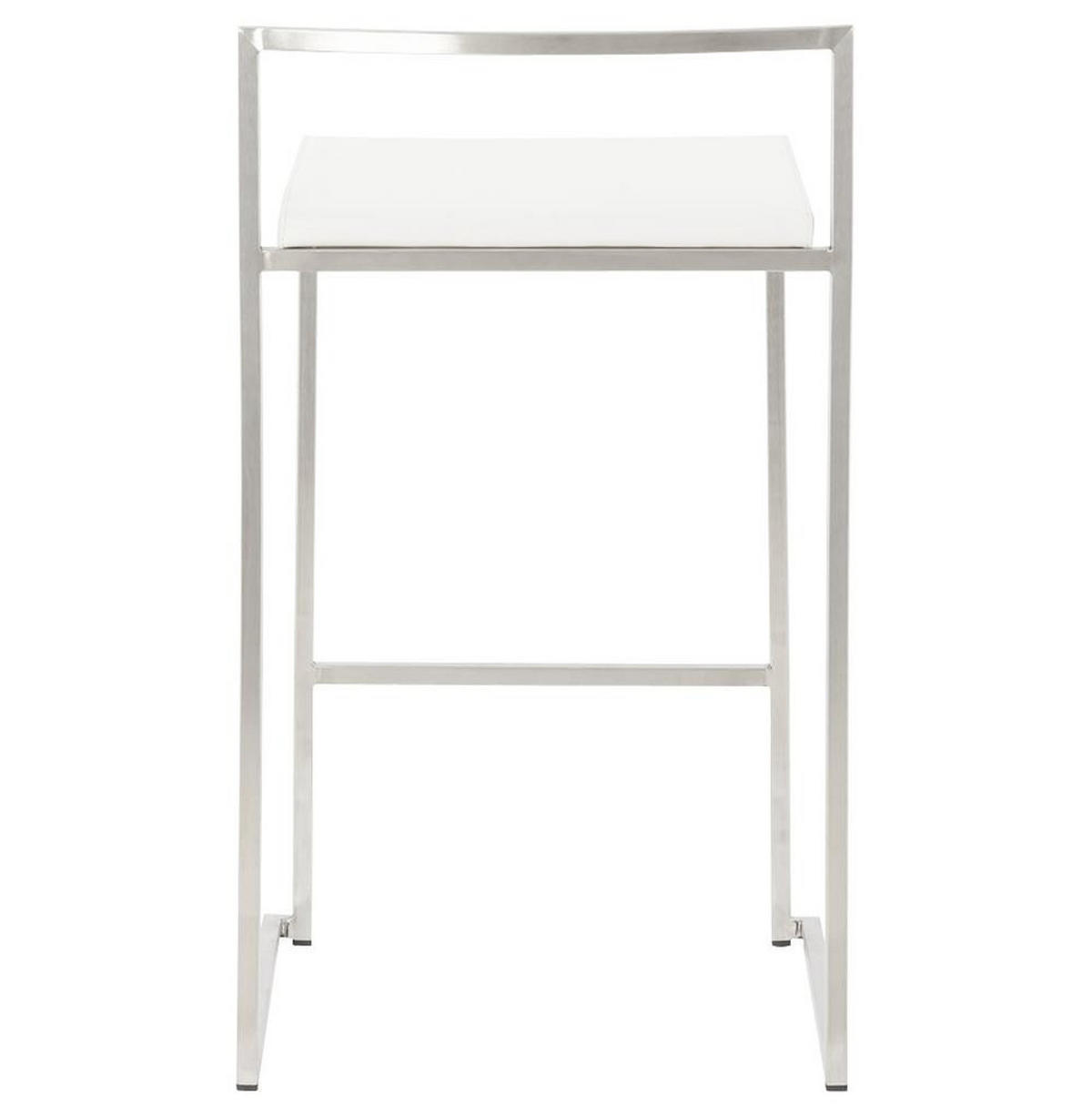 BARHOCKER Kunstleder Stahlrahmen Sitzhöhe 65cm Industrial LEXARIX MINI, Weiß 44x41x76,5 cm - Silberfarben/Weiß, Kunststoff/Textil (43/77/41cm) - KADIMA DESIGN