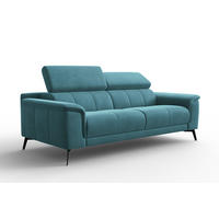 SOFA FIERO 3-Sitzer, Minter Veloursstoff - Schwarz/Mintgrün, Holz/Textil (212/82/103cm) - Courtois Laville