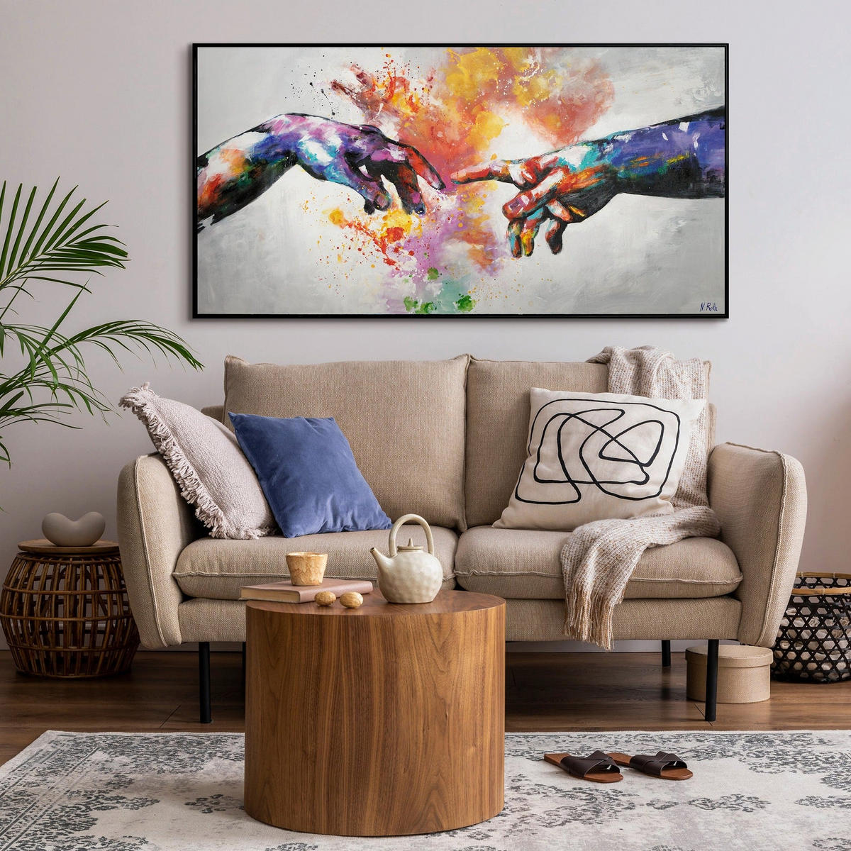 GEMÄLDE Galaktisch Schattenfugenrahmen Schwarz 160x80 cm - Schwarz, Holz (160/80cm) - YS-art gallery