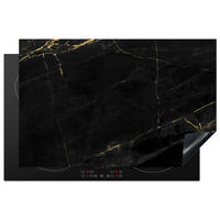 HERDABDECKPLATTE Marmor - Schwarz - Gold - Chic - Marmoroptik - Design Ceranfeldabdeckung 80x52 cm - Schwarz, Kunststoff (80/52/0.2cm) - MuchoWow