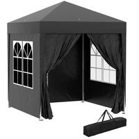 FALTPAVILLON, Blau, Stahl, Oxford-Stoff - Schwarz, Metall (2/2.4/2cm) - Outsunny