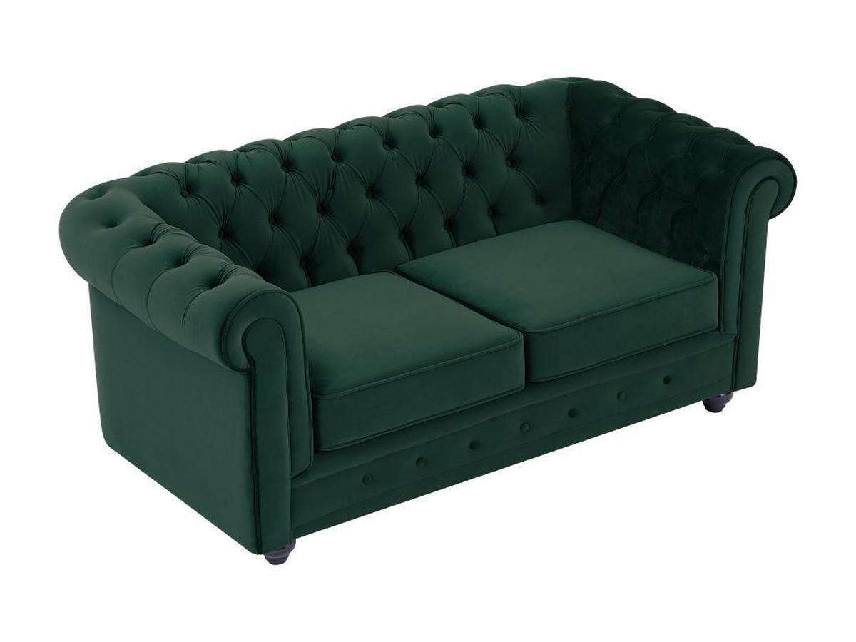SOFA 2-Sitzer - Samt - Grün - CHESTERFIELD - Grün, Textil (88/72/168cm) - Vente-Unique