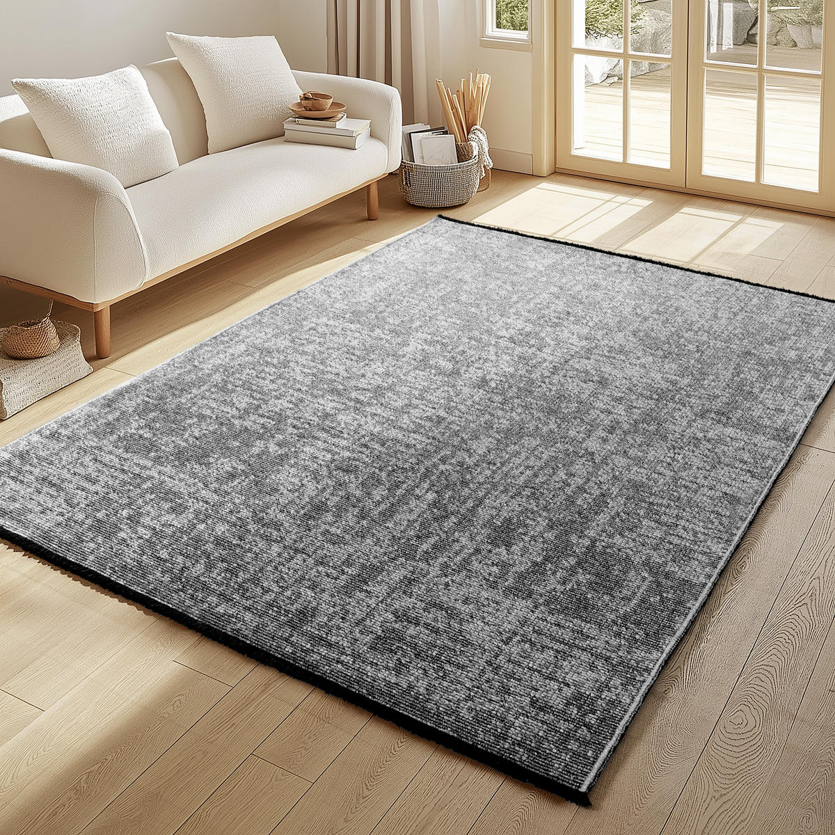 TEPPICH Kurzflor Unicolor Chenille Baumwolle Innen Grau Rechteckig 160x230 - Grau, Textil (160/230cm) - KADIMA DESIGN