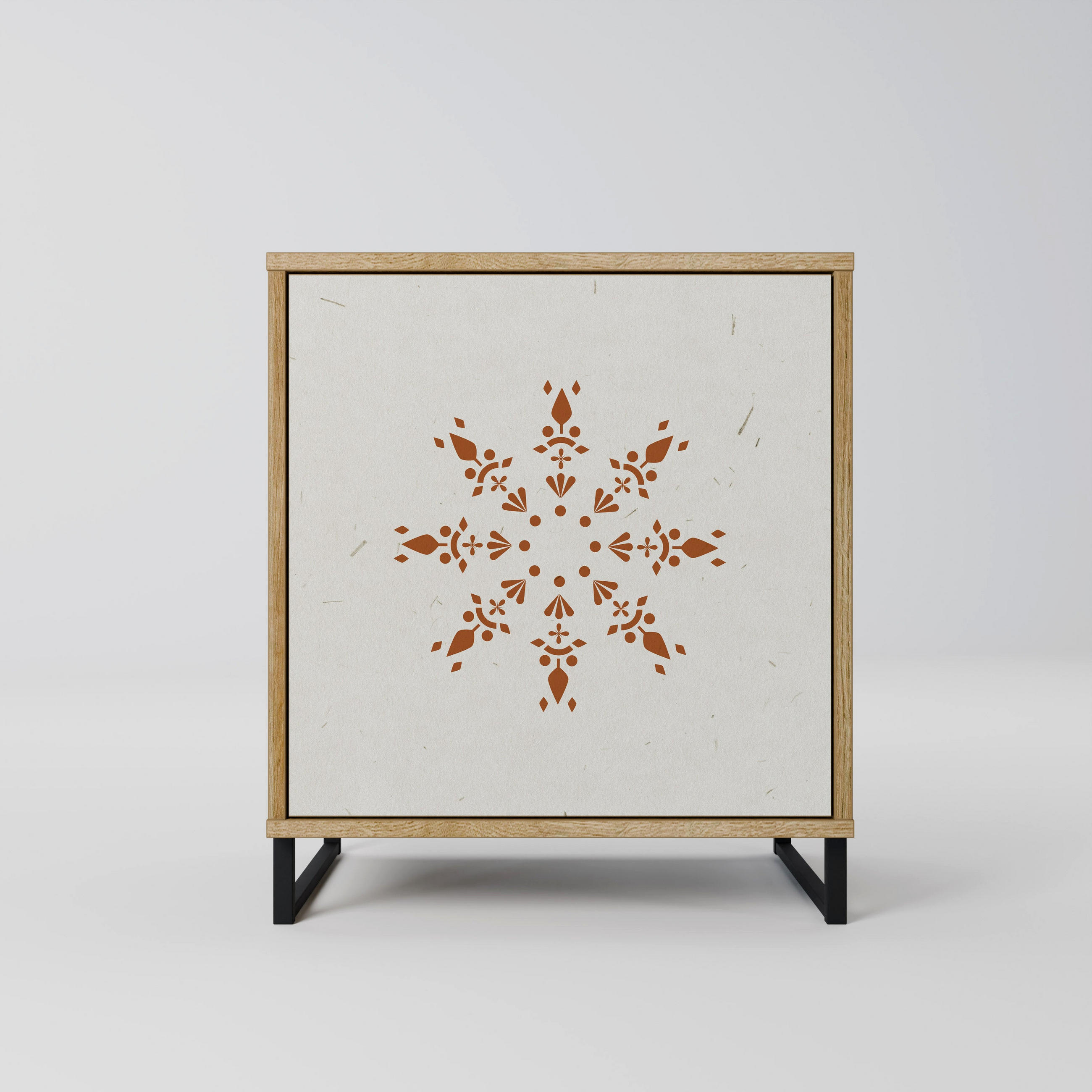 SIDEBOARD DAILY HARMONY, Eichefarben, 57,5x42x67,5 cm, Schwarze Metall-Rahmenfüße - Eichefarben/Multicolor, Holzwerkstoff/Metall (57.5/67.5/42cm) - SpaceRebels