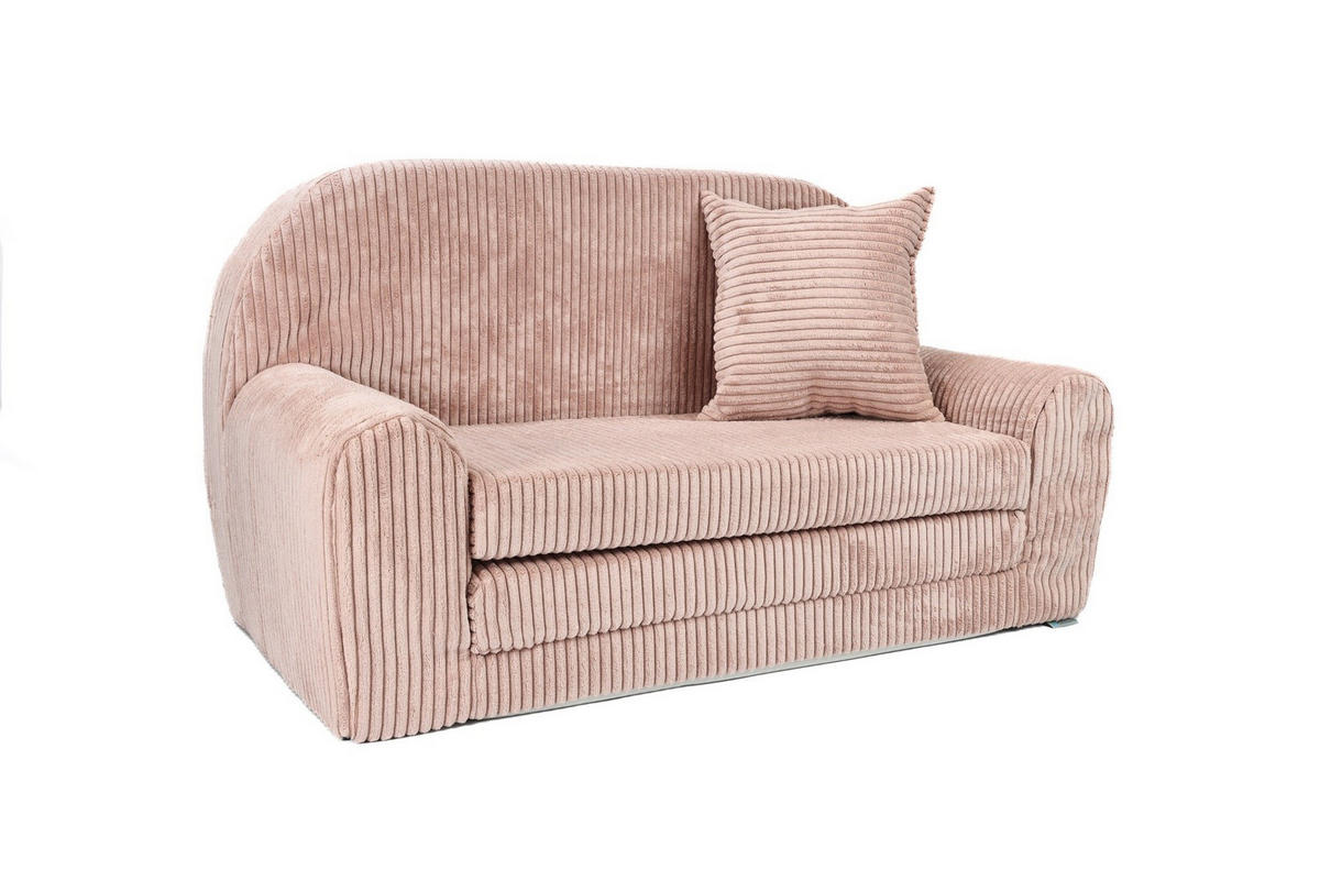 KINDERSOFA MINI aus Kuschel-Cord in Altrosa - Altrosa, Textil (78/45/40cm) - Fortisline