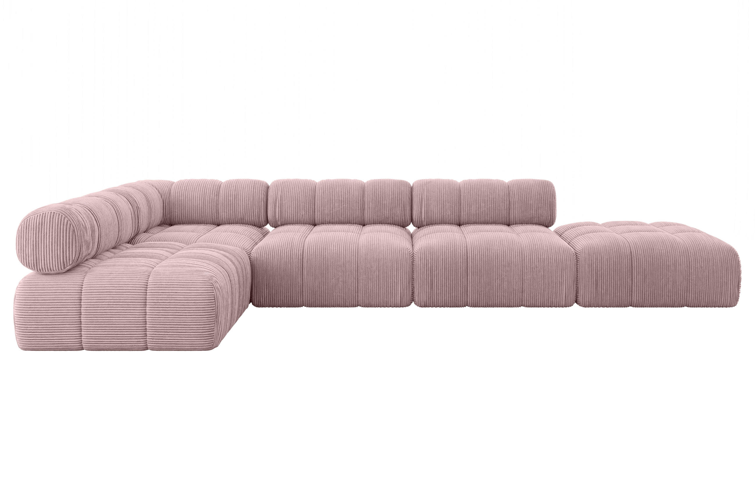 ECKSOFA modulares Sofa Favio-L2 - 380x190x70 cm Rosa Cord - Rosa, Holzwerkstoff/Textil (380/190cm) - ALTDECOR