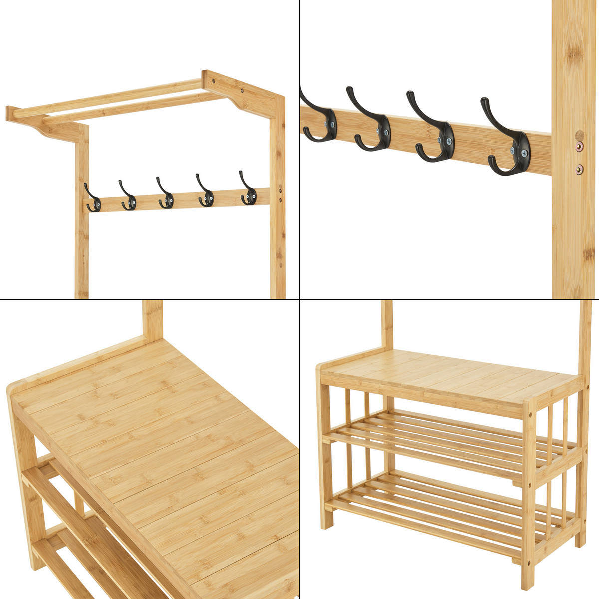 GARDEROBENSTÄNDER Tornio - Naturfarben, Holz (70/168/35cm) - [en.casa]