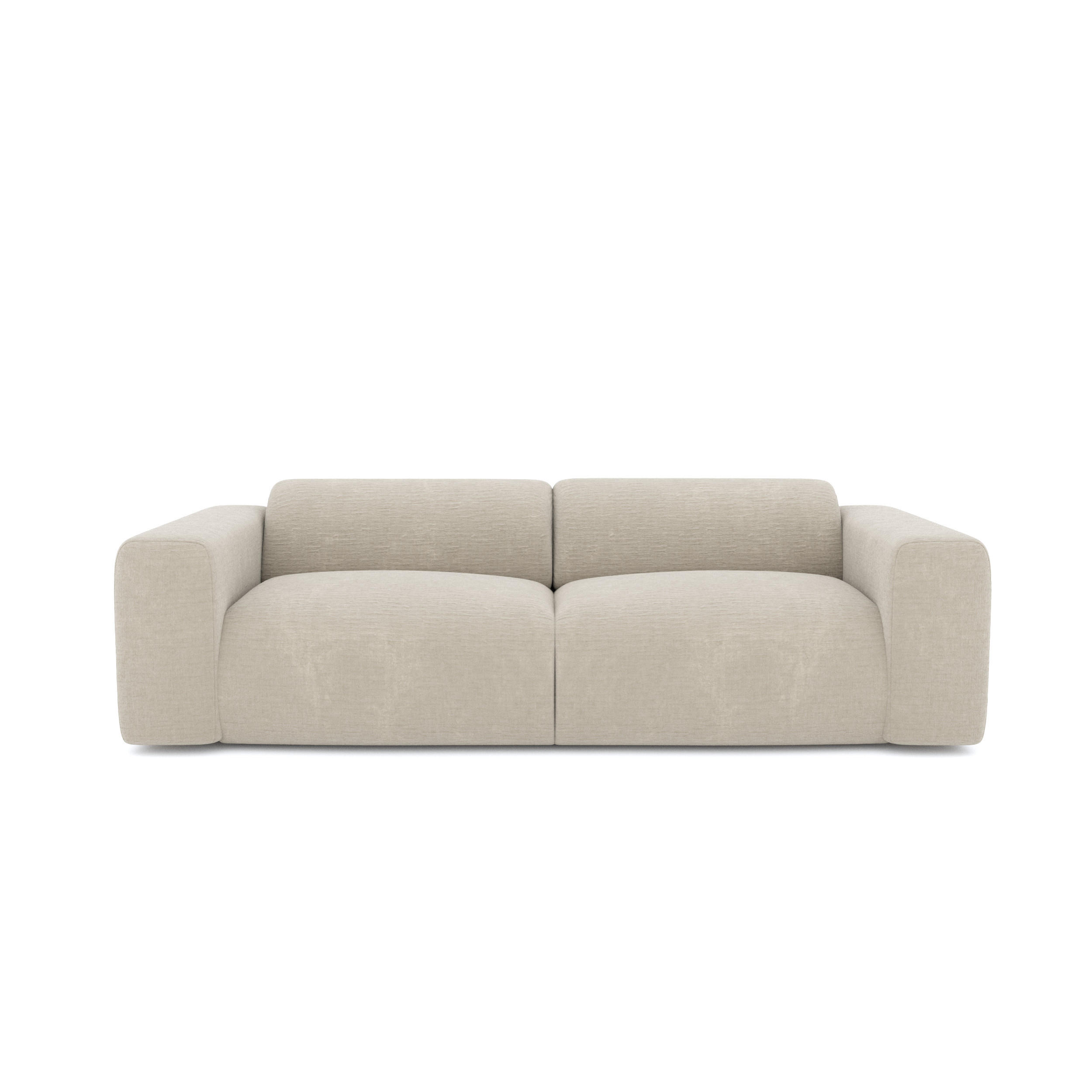 SOFA 3-Sitzer Texturierter Samt Beige 205cm - Beige, Textil (205/73/97cm) - Sia Home
