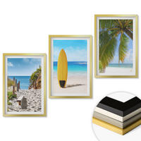 WANDBILDER 3er Set - 40x60 cm Goldrahmen - Urlaubsstrände, Wellen, Palmen - Goldfarben, Kunststoff (40/60cm) - ArtPrintCave