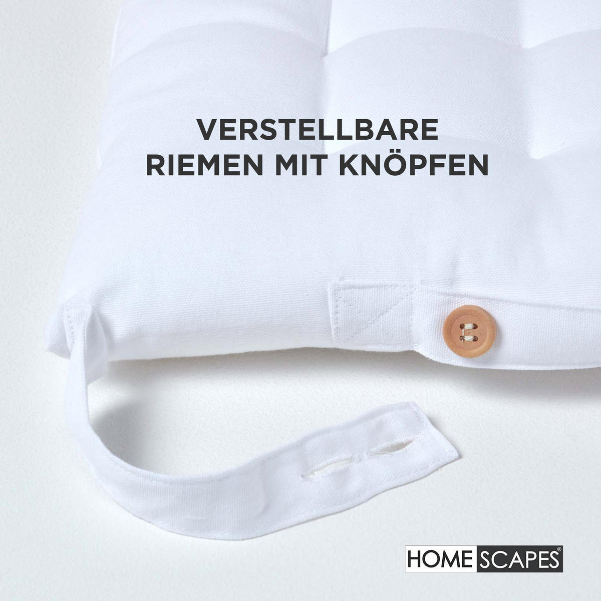 STUHLKISSEN 6er-Set weiß 40/40/6,5 cm - Weiß, Textil (40/40/6.5cm) - Homescapes