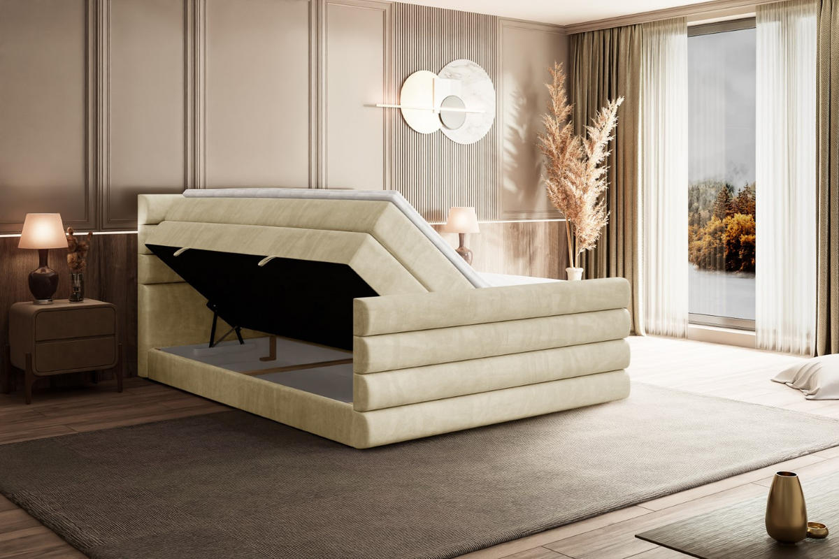 BOXSPRINGBETT CELESTIA-Z KING - 140x200 - H3/H4 - Beige - Beige, Holzwerkstoff (140/200cm) - ALTDECOR