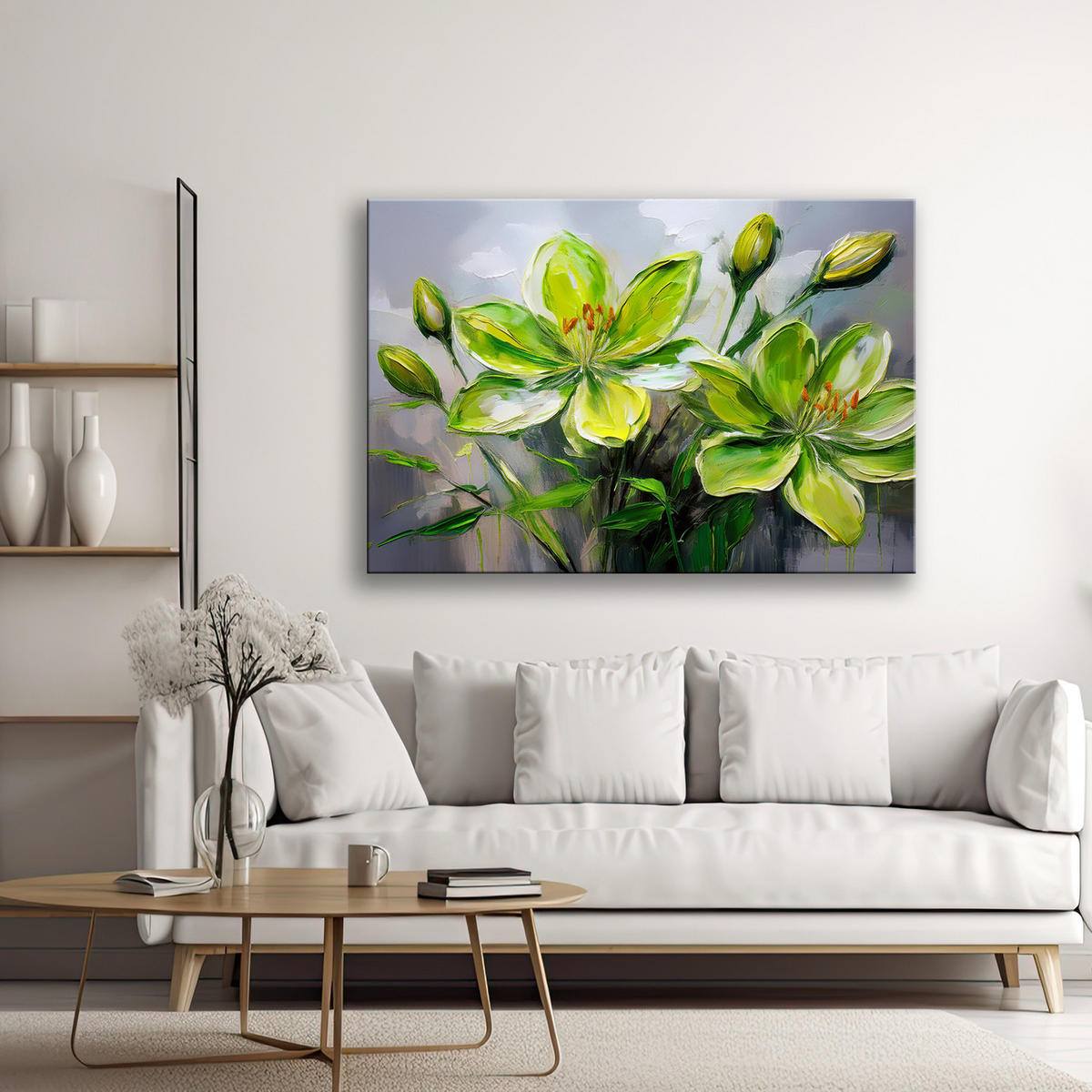 WANDBILD lilie grüne blume - Grün, Textil (60/40cm) - Feeby