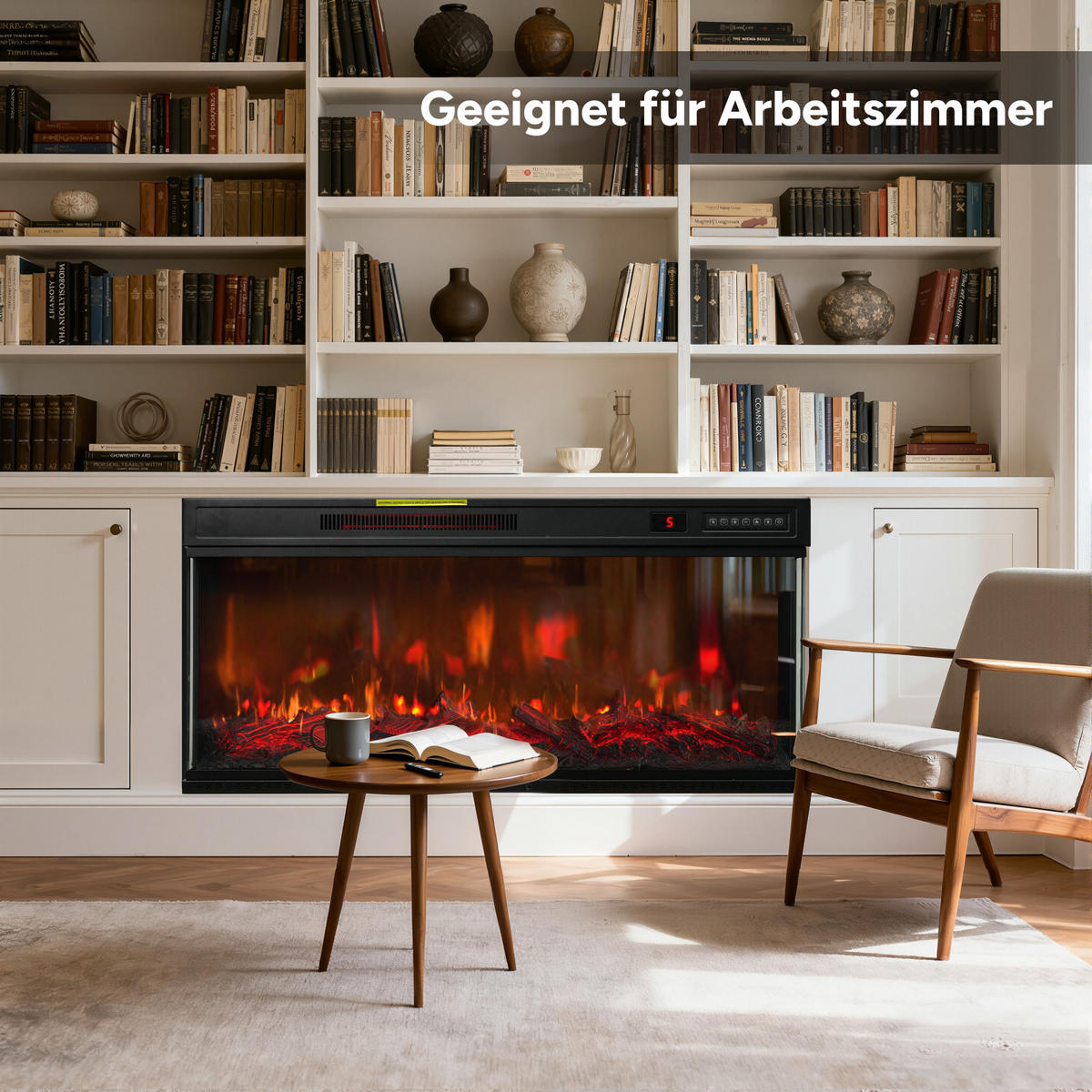 ELEKTROKAMIN mit Schrank, 1000W / 2000W Heizleistung - Schwarz, Metall (91.44/46/15cm) - HOMAVO