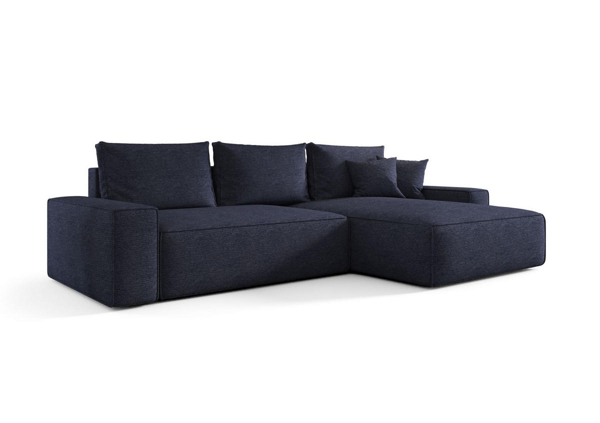 ECKSOFA MONA mit Schlaffunktion ARAGON 79 Rechts - Dunkelblau, Textil (280/185cm) - Bedante