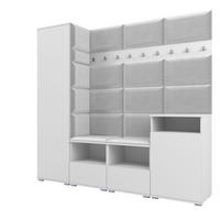 GARDEROBE NELA X 200 cm (Modulare Flurmöbel Weiß mit Sitzpolster Hellgrau 32 Schrank + Sideboard) - Silberfarben/Hellgrau, Holz/Holzwerkstoff (200/187/40cm) - Ravio