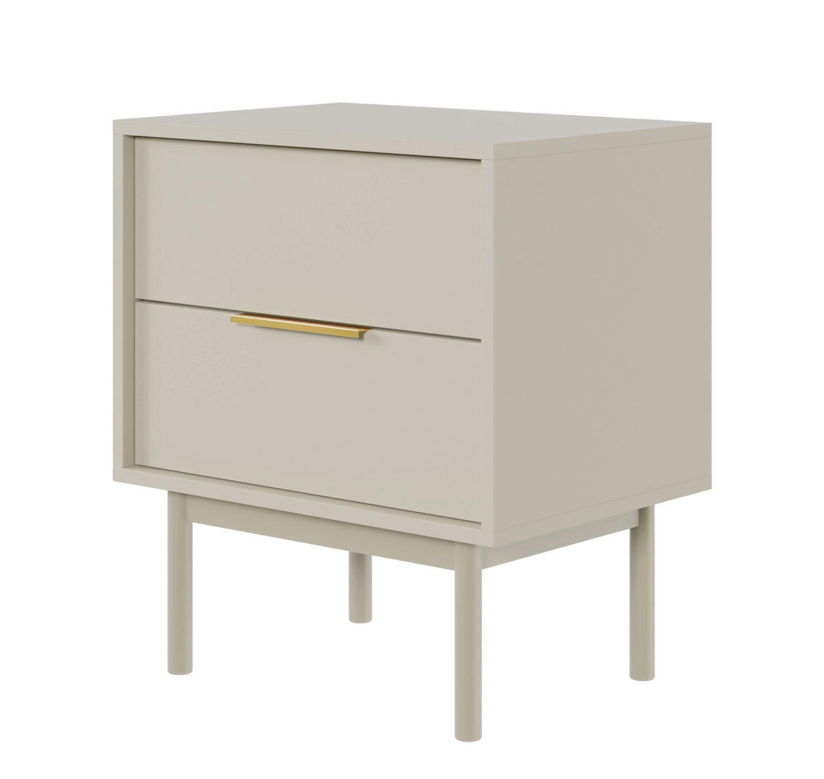 NOČNÍ STOLEK Viviaro 2 zásuvky kašmír 54 cm - zlatá/kašmírová, kov/dřevo (54/61/39cm) - Selsey