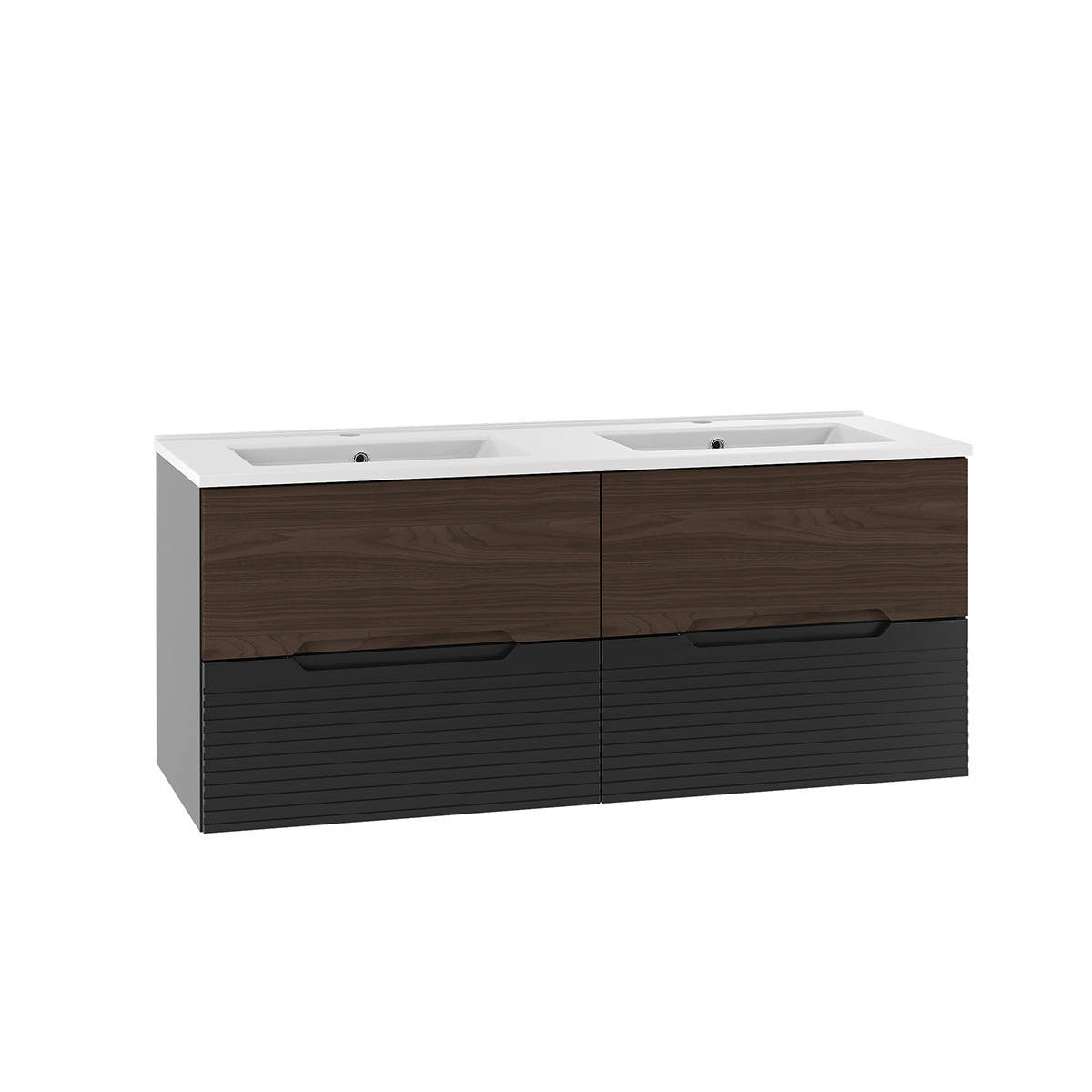 KOUPELNOVÝ NÁBYTEK 120.6cm Sylla 2er-Set Černá a dřevěná - černá, kompozitní dřevo (120.6/52.2/45.8cm) - Petits-meubles