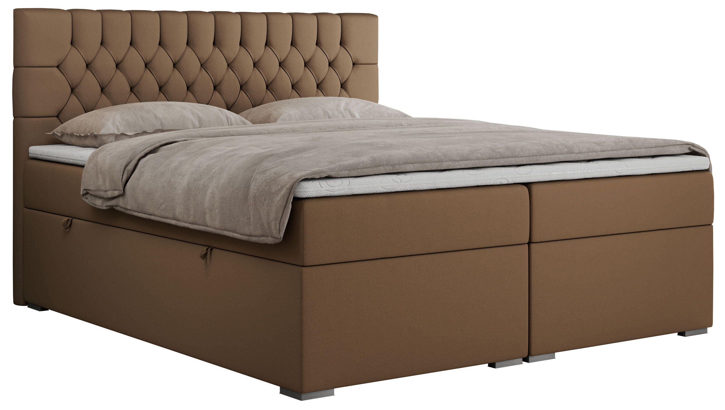 BOXBETT PERA 120/200 Braun Kunstleder - H3 - Braun, Holz/Textil (120/200cm) - MKS