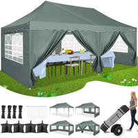 FALTPAVILLON 3x6 m Grau mit 6 Seitenwänden Metall - Grau, Metall (300/203/600cm)